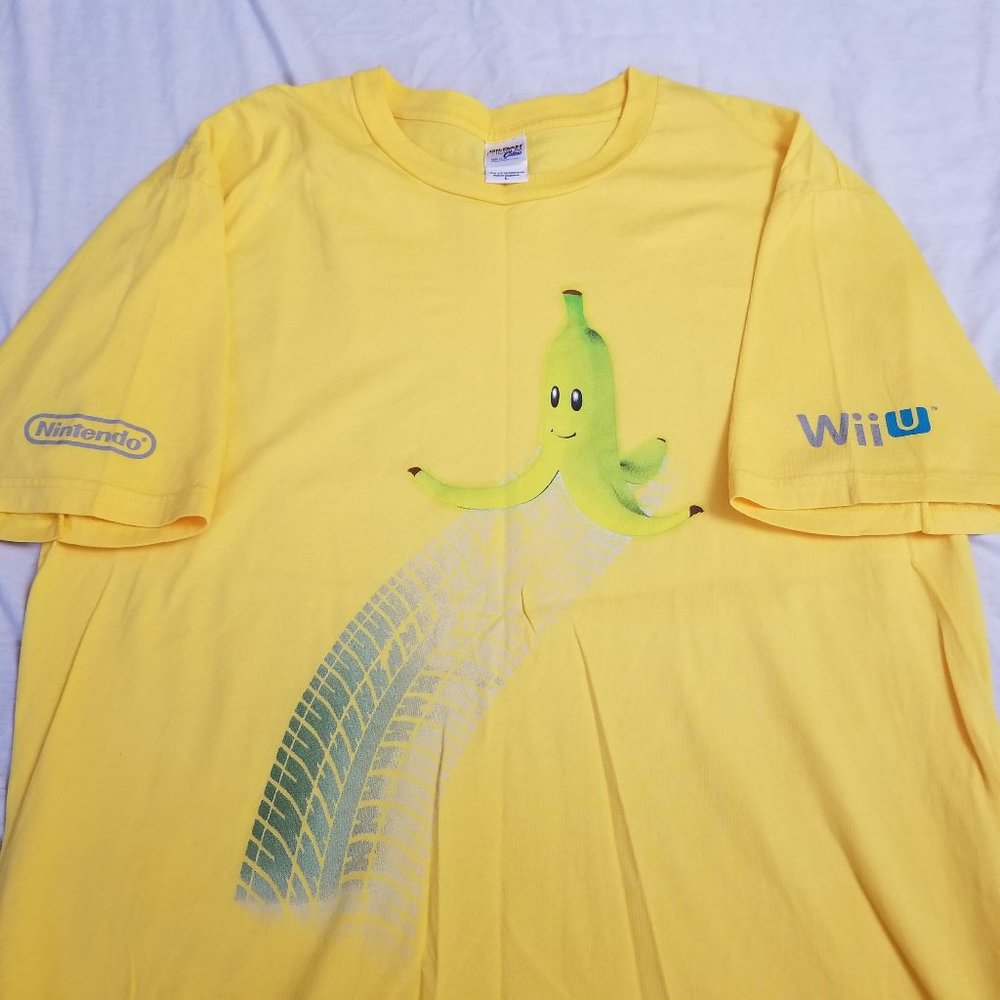 Vintage Mario Kart 8 Banana T Shirt Video Game Promo Nintendo Wii Yellow Large